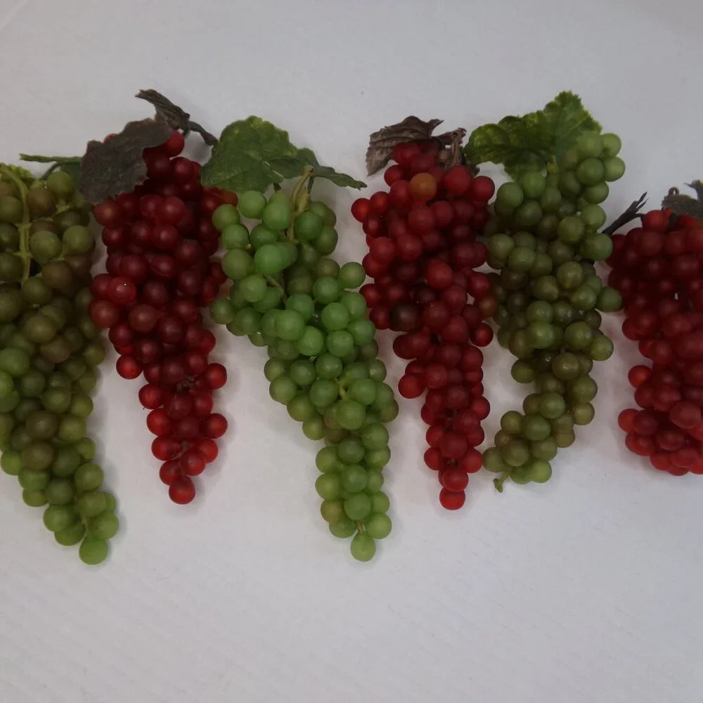 Plastic Rubber Artificial Decorative Grapes 6 Bunches Pods Faux